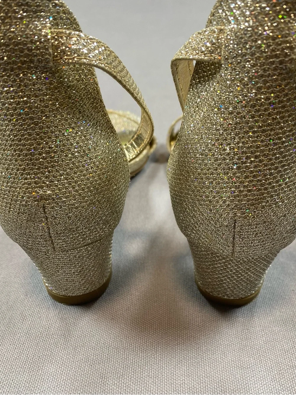 Nine West Gold Glitter Open-Toe Ankle Strap Sandals